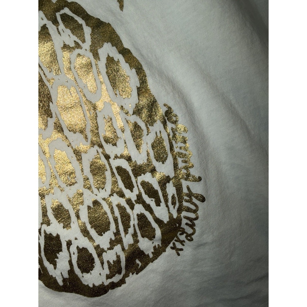 Girls Lilly Pulitzer White Gold Pineapple Ruffle 3/4 Sleeve Shirt Size L 8-10 - Picture 4 of 9